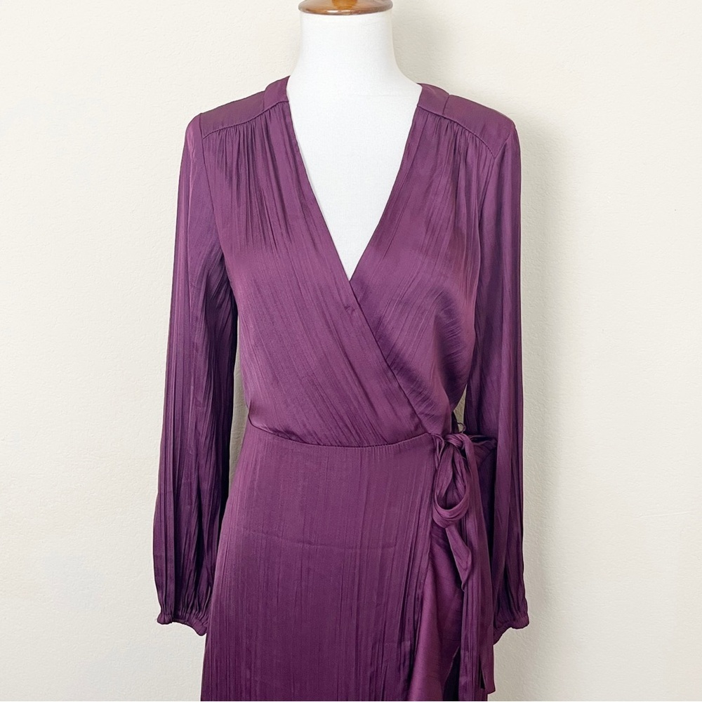 Anthropologie Maeve V-Neck Wrap‎ Raspberry Ruffle Maxi Dress - Picture 4 of 13